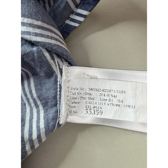 Old Navy Puff Sleeve Milkmaid Baby Doll Top 2X Plus Blue White Nautical Stripe - Picture 12 of 15